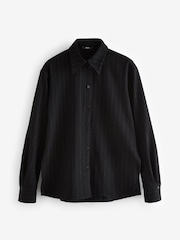 Black Pinstripe Long Sleeve Shirt - Image 8 of 9