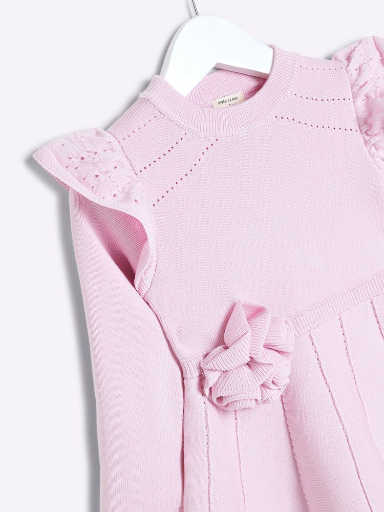 River Island Pink Girls Rose Flippy Dress - Image 3 of 4