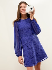 Lipsy Cobalt Blue Lace Occasion Dress (5-16yrs) - Image 1 of 4