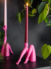 Rockett St George Pink Leg Taper Candle Holder - Image 1 of 4