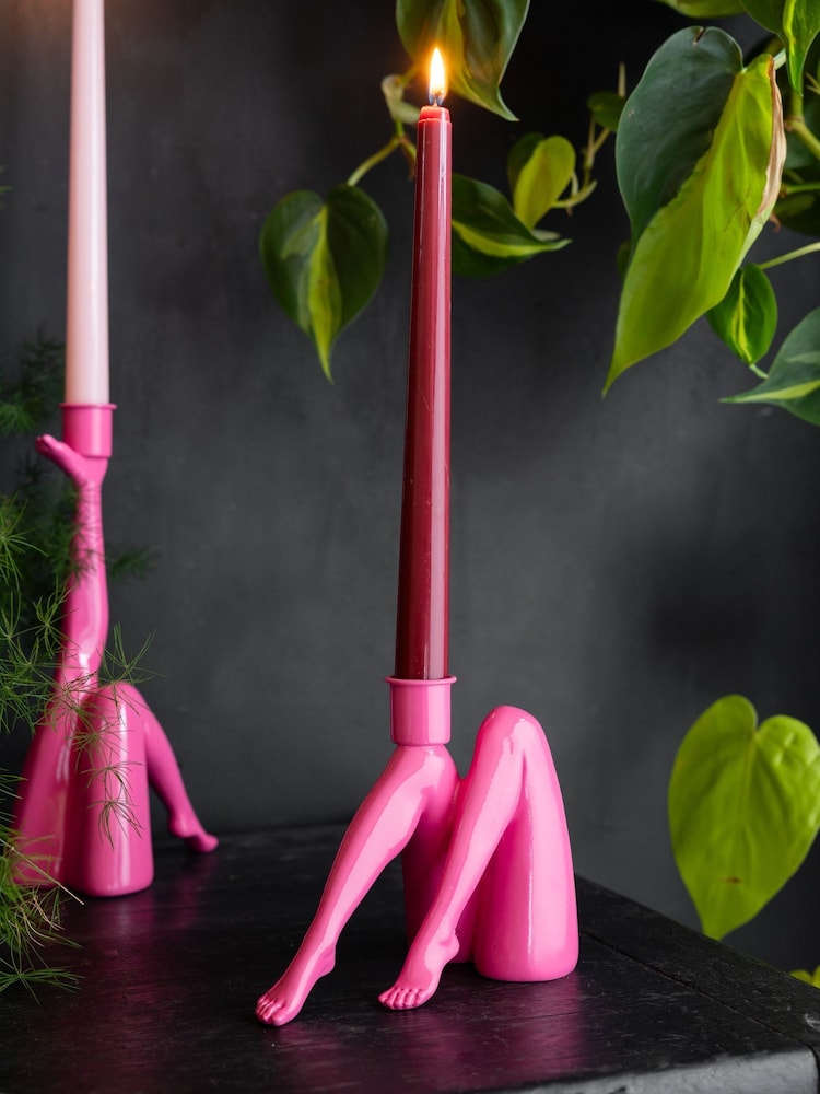 Rockett St George Pink Leg Taper Candle Holder - Image 1 of 4