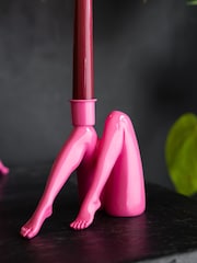 Rockett St George Pink Leg Taper Candle Holder - Image 2 of 4