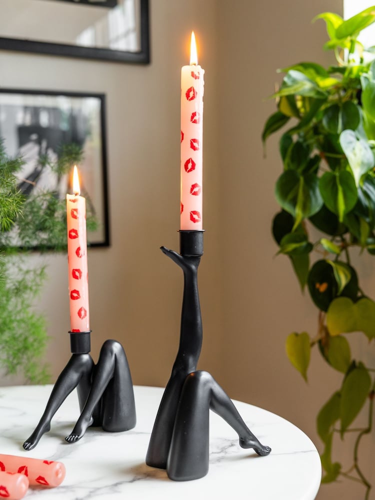 Rockett St George Black Leg Taper Candle Holder - Image 1 of 3
