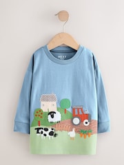 Green Farm Scene Long Sleeve Appliqué T-Shirt (3mths-7yrs) - Image 1 of 6
