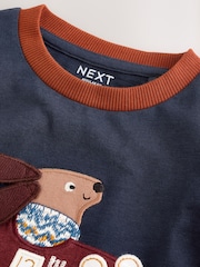 Navy Hotchpotch Dog Car Long Sleeve Appliqué T-Shirt (3mths-7yrs) - Image 3 of 6