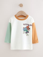 White Skate Bear Long Sleeve Back Print T-Shirt (3mths-7yrs) - Image 1 of 4