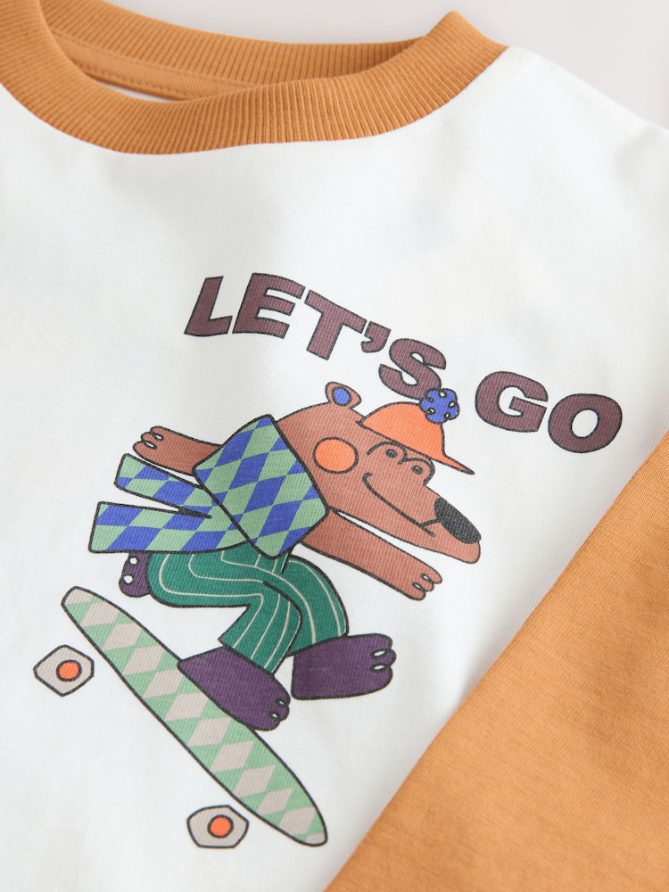 White Skate Bear Long Sleeve Back Print T-Shirt (3mths-7yrs) - Image 4 of 4