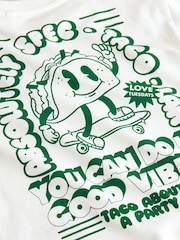 White/Green Taco Long Sleeve Back Print T-Shirt (3mths-7yrs) - Image 3 of 4