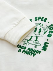 أبيض/أخضر ـ تصميم تاكو - تيشرت بكُم طويل وطبعة على الظهر (3 شهور-7 سنوات) - صورة 5 من 5