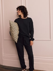 Black Cosy Waffle Long Sleeve Pyjamas - Image 2 of 8