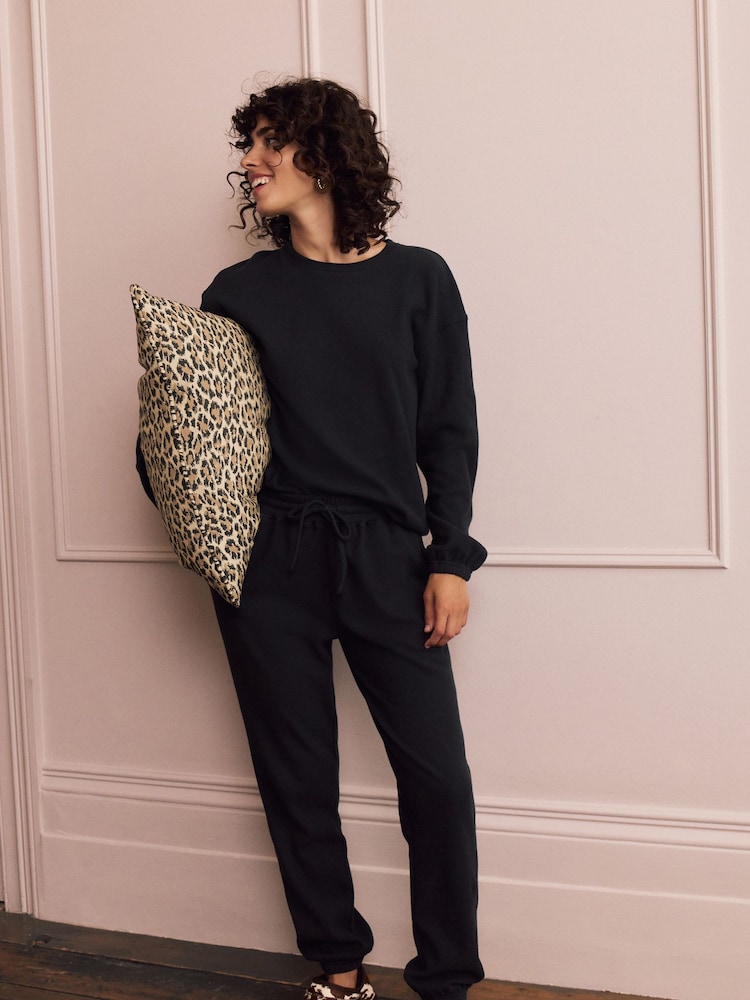 Black Cosy Waffle Long Sleeve Pyjamas - Image 2 of 8