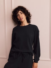 Black Cosy Waffle Long Sleeve Pyjamas - Image 4 of 8