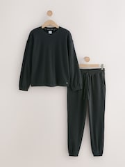 Black Cosy Waffle Long Sleeve Pyjamas - Image 6 of 8