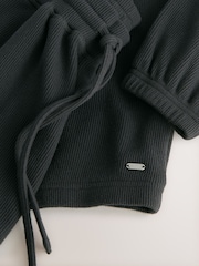 Black Cosy Waffle Long Sleeve Pyjamas - Image 7 of 8
