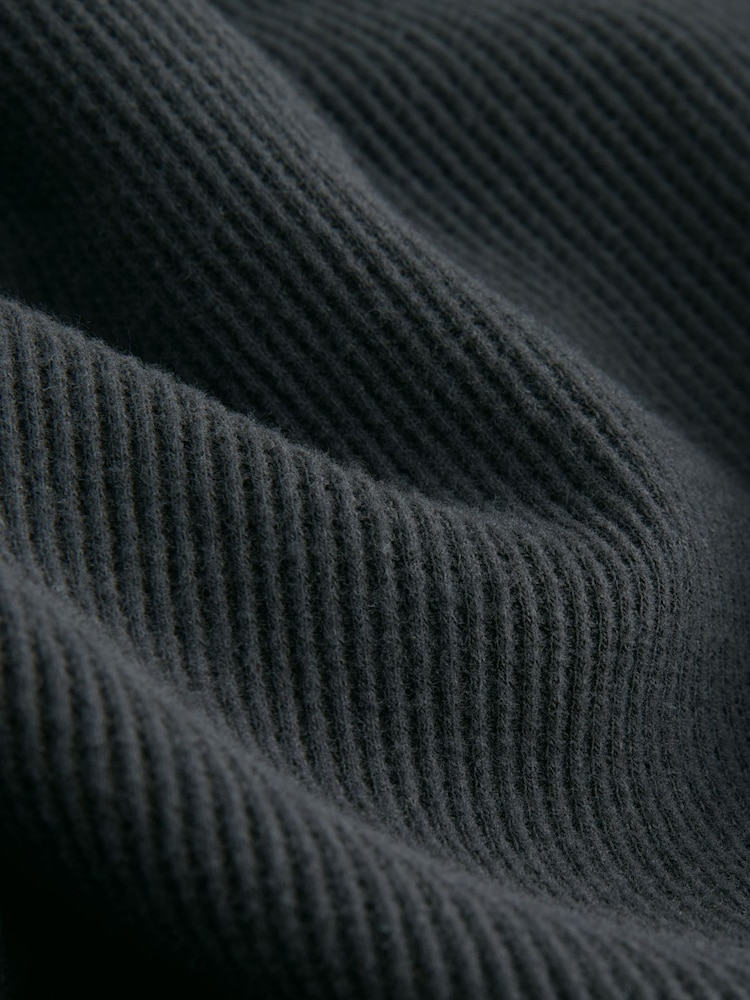Black Cosy Waffle Long Sleeve Pyjamas - Image 8 of 8