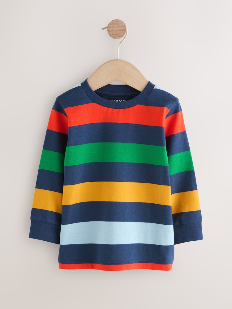 Multi Bright 100% Cotton Long Sleeve Stripe T-Shirt (3mths-7yrs) - Image 1 of 4