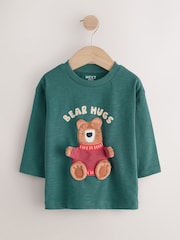 Green Bear Interactive Long Sleeve Appliqué T-Shirt (3mths-7yrs) - Image 1 of 6