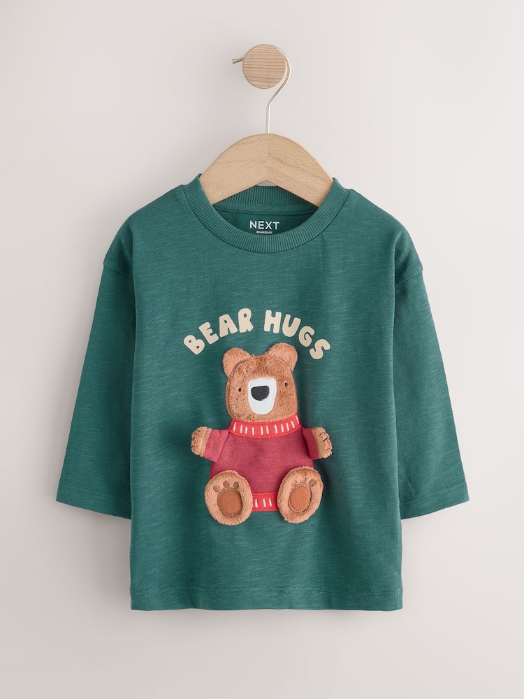 Green Bear Interactive Long Sleeve Appliqué T-Shirt (3mths-7yrs) - Image 1 of 6