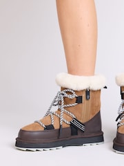 EMU Australia Brown Blurred Lace Up Snow Boots - Image 5 of 12