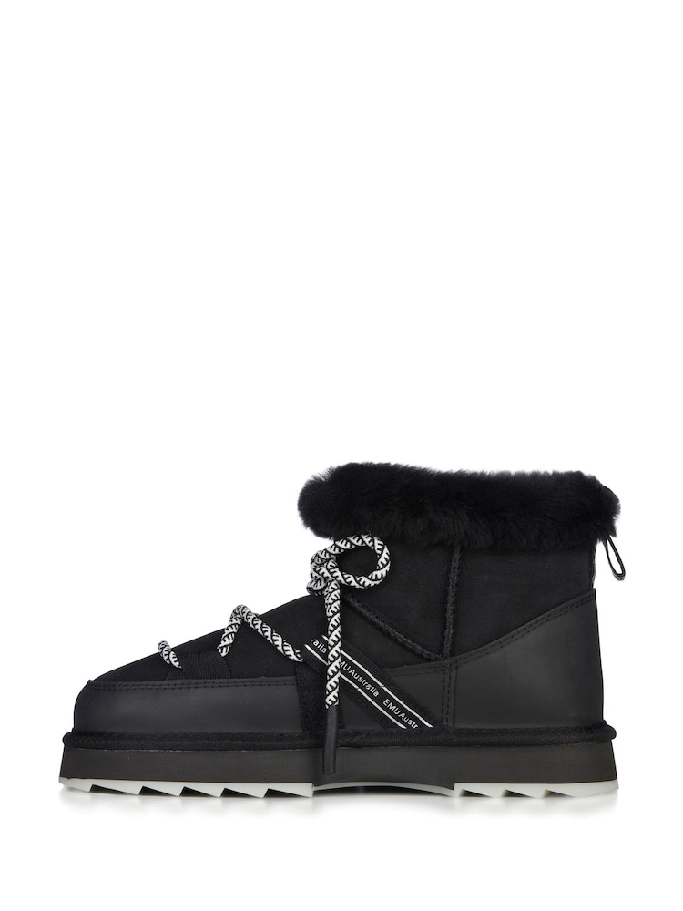 EMU Australia Black Blurred Micro Lace Up Snow Boots - Image 2 of 6