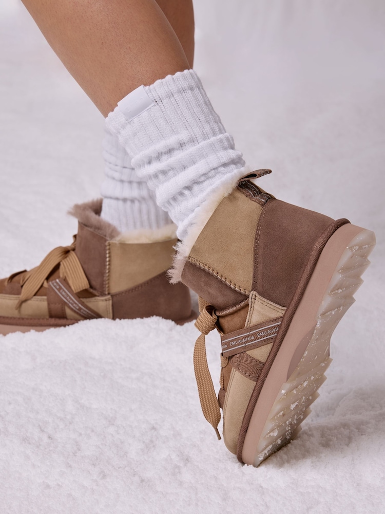EMU Australia Beige Blurred Micro Lace Up Snow Boots - Image 2 of 8