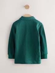 Green Woodland All-Over Embroidered Long Sleeve Polo Shirt (3mths-7yrs) - Image 5 of 7