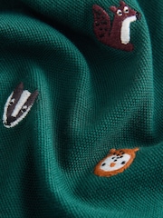 Green Woodland All-Over Embroidered Long Sleeve Polo Shirt (3mths-7yrs) - Image 6 of 7