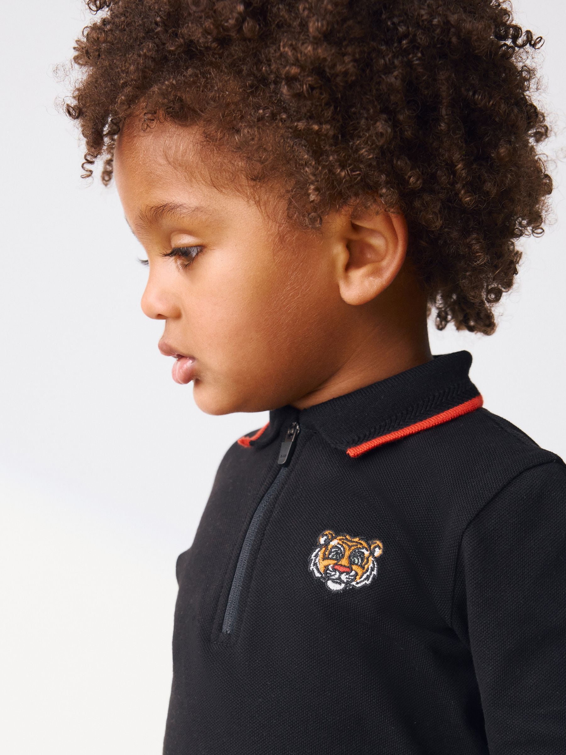 Buy Black Tiger Long Sleeve Zip Polo Shirt (3mths-7yrs) from Next