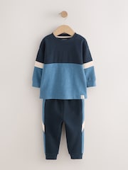 Blue/Navy Long Sleeve Soft Touch T-Shirt and Joggers Set (3mths-7yrs) - Image 1 of 6