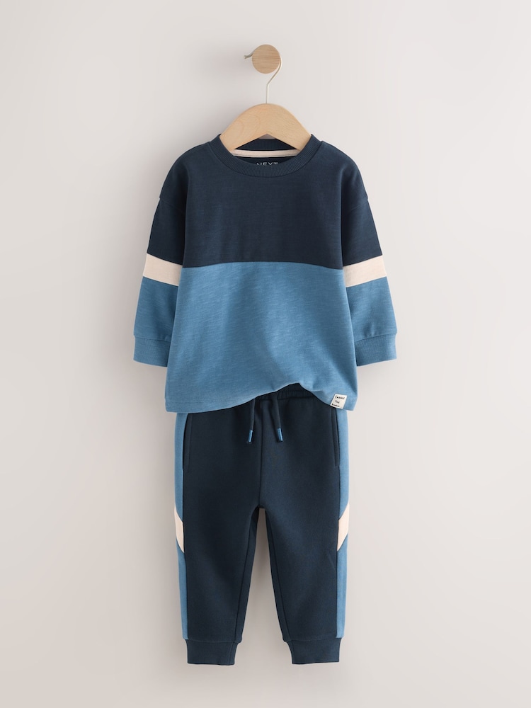 Blue/Navy Long Sleeve Soft Touch T-Shirt and Joggers Set (3mths-7yrs) - Image 2 of 6