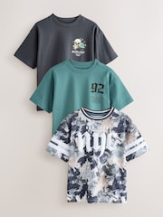 Navy/Blue/Camo Relaxed Fit Graphic Print Short Sleeve T-Shirts 3 Pack (3-16yrs) - Image 1 of 7