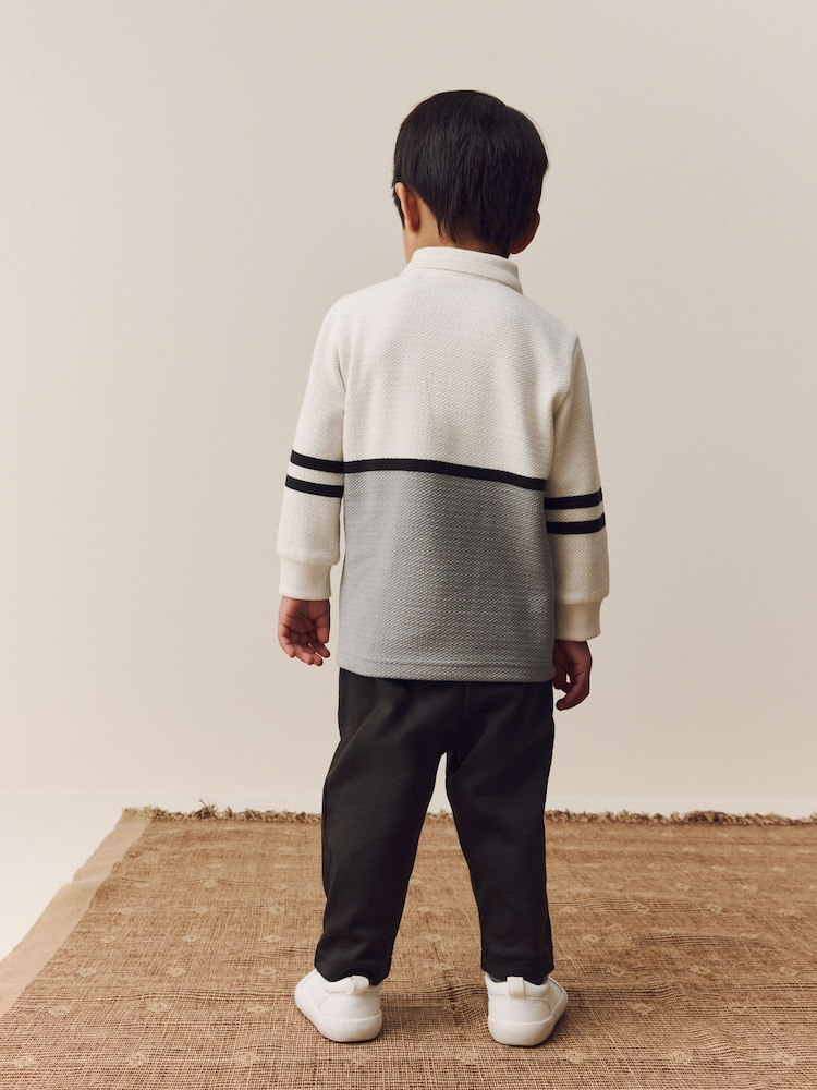 Grey/White Zip Long Sleeve Polo Shirt And Joggers Set (3mths-7yrs) - Image 2 of 3