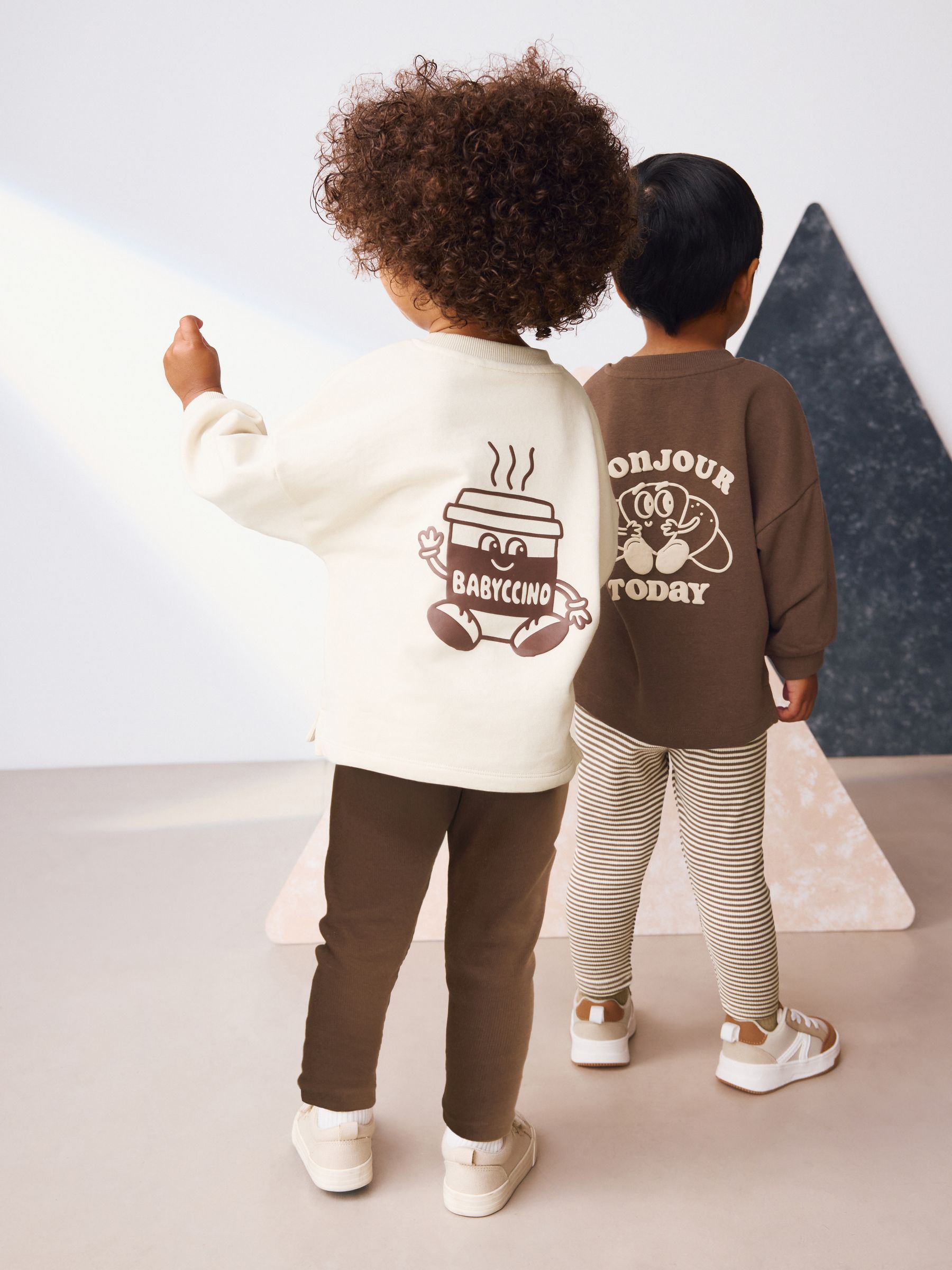 Buy Brown/Cream Babyccino Long Sleeve Tops & Leggings Set 2 Pack