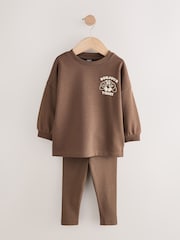 Brown/Cream Babyccino Long Sleeve Tops & Leggings Set 2 Pack (3mths-7yrs) - Image 6 of 8