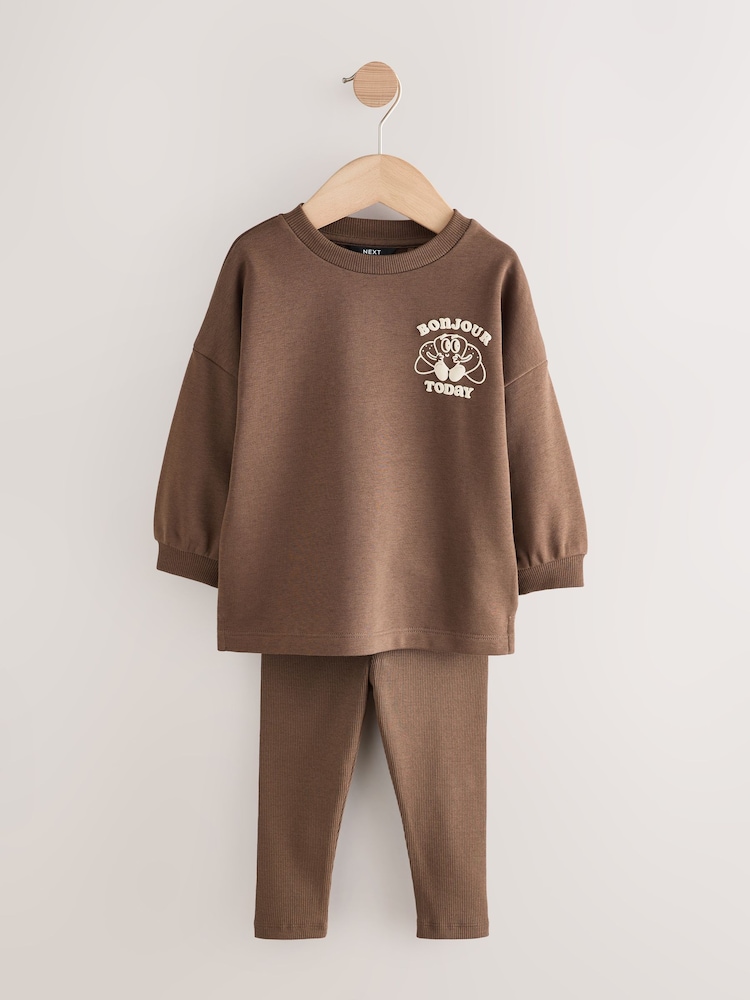 Brown/Cream Babyccino - Long Sleeve Tops & Leggings Set 2 Pack (3mths-7yrs) - Bild 6 von 6