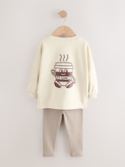 Brown/Cream Babyccino Long Sleeve Tops & Leggings Set 2 Pack (3mths-7yrs) - Image 7 of 8
