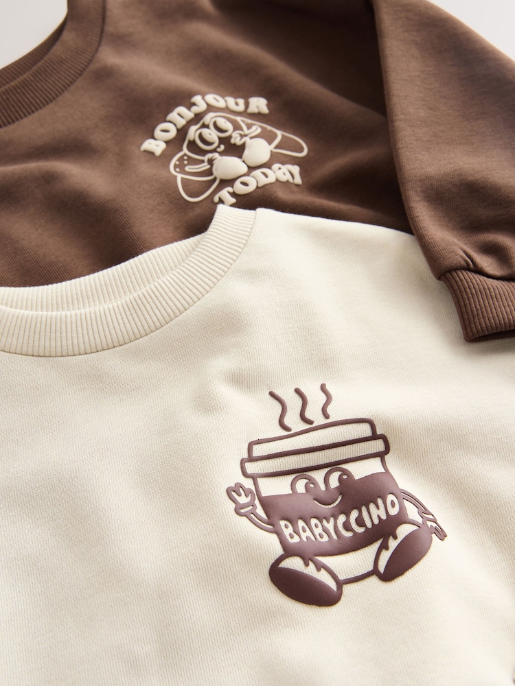 Brown/Cream Babyccino Long Sleeve Tops & Leggings Set 2 Pack (3mths-7yrs) - Image 8 of 8