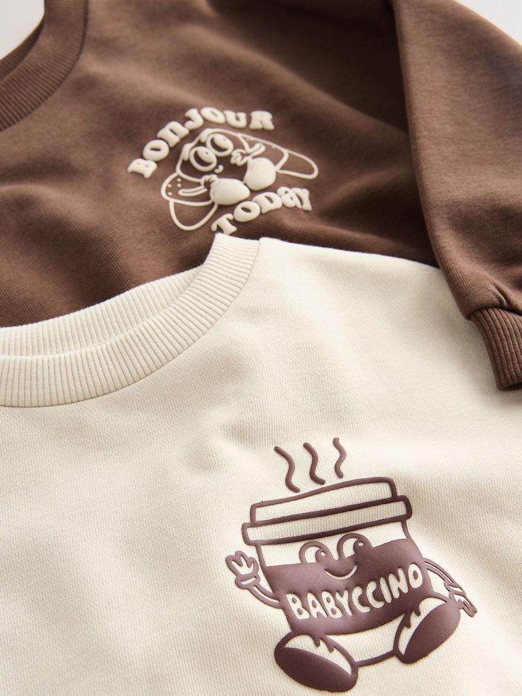 Brown/Cream Babyccino Long Sleeve Tops & Leggings Set 2 Pack (3mths-7yrs) - Image 9 of 9