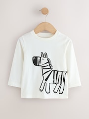 Tan/White/Black Safari Long Sleeve Graphic Print T-Shirts 3 Pack (3mths-7yrs) - Image 2 of 7