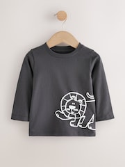 Tan/White/Black Safari Long Sleeve Graphic Print T-Shirts 3 Pack (3mths-7yrs) - Image 4 of 7