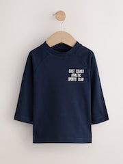 Navy Varsity Long Sleeve Graphic Print T-Shirts 3 Pack (3mths-7yrs) - Image 2 of 7