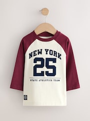 Navy Varsity Long Sleeve Graphic Print T-Shirts 3 Pack (3mths-7yrs) - Image 4 of 7