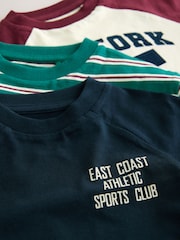 Navy Varsity Long Sleeve Graphic Print T-Shirts 3 Pack (3mths-7yrs) - Image 7 of 7