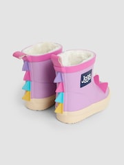 JoJo Maman Bébé Lilac Cosy Lined Dino Ankle Wellies - Image 2 of 5
