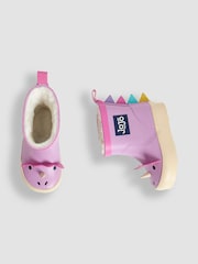 JoJo Maman Bébé Lilac Cosy Lined Dino Ankle Wellies - Image 3 of 5
