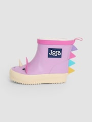 JoJo Maman Bébé Lilac Cosy Lined Dino Ankle Wellies - Image 4 of 5