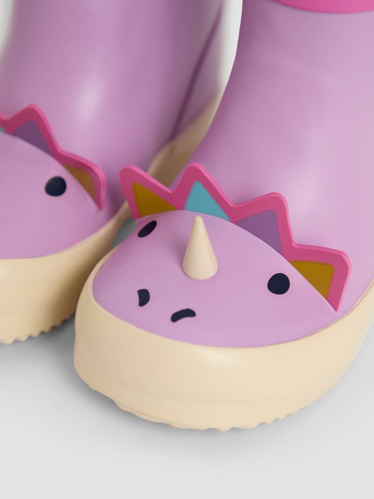 JoJo Maman Bébé Lilac Cosy Lined Dino Ankle Wellies - Image 5 of 5