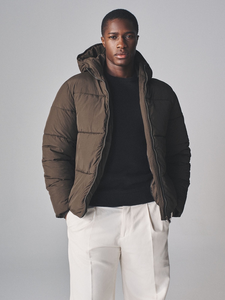 The Set Dark Khaki Short Padded Coat - Image 1 of 10