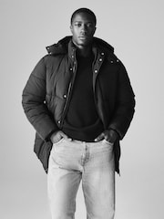 The Set Black Mid Length Padded Coat - Image 1 of 9