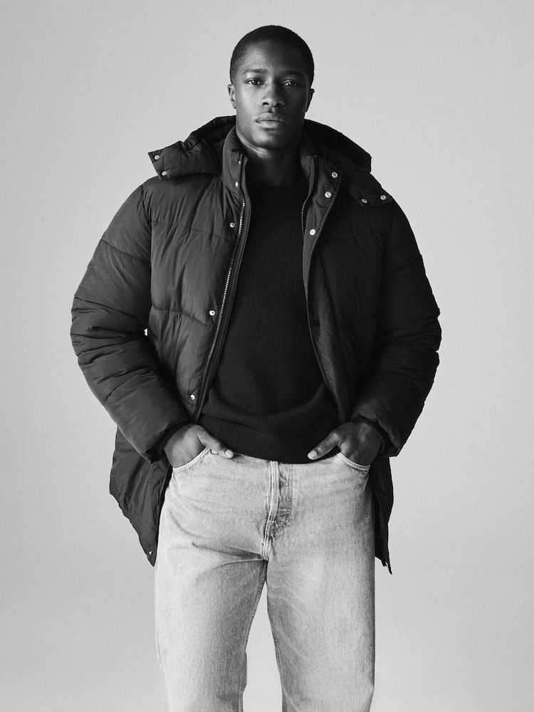The Set Black Mid Length Padded Coat - Image 1 of 9 The Set Black Mid Length Padded Coat - Image 1 of 9